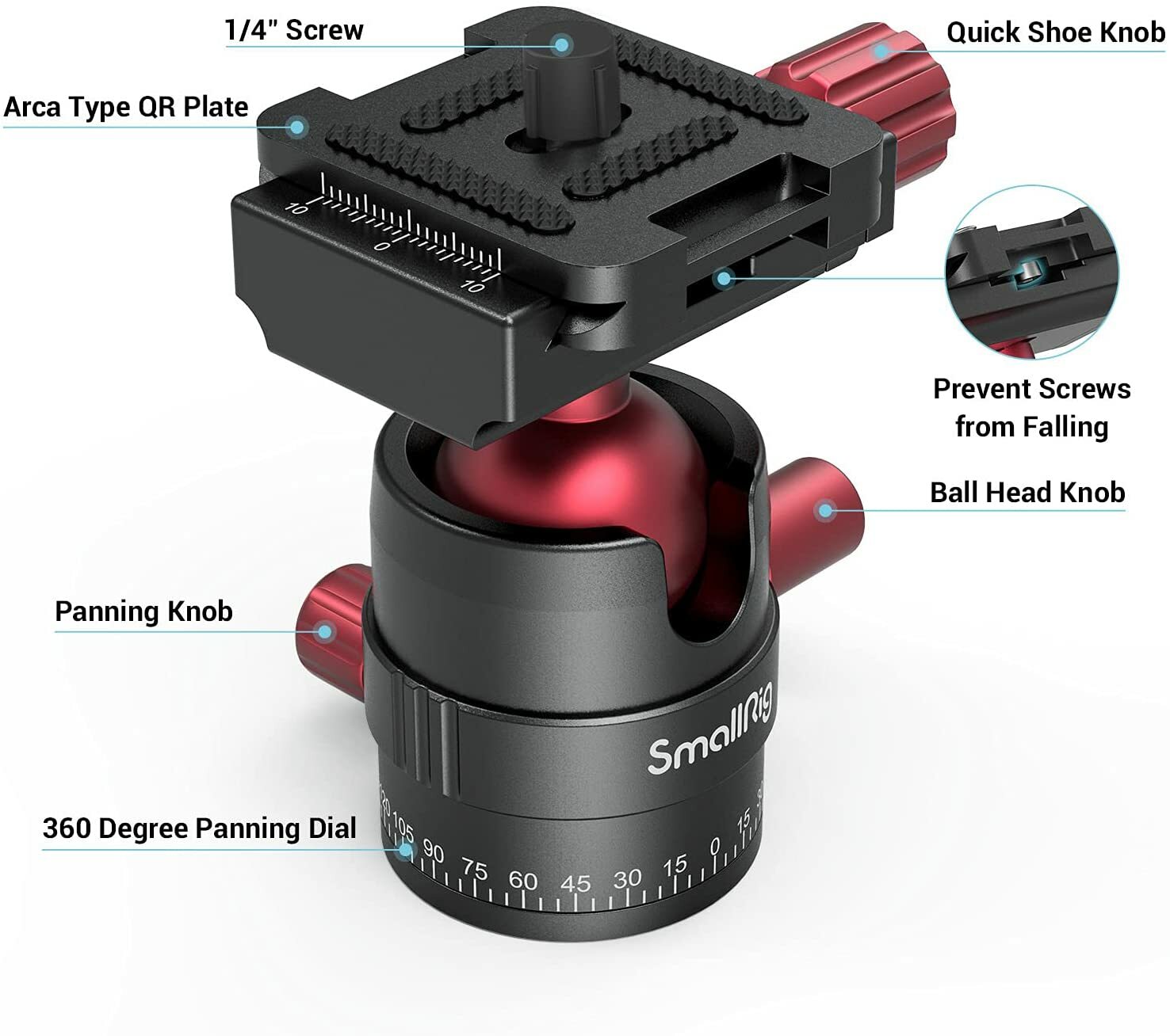 SmallRig Rotating Panoramic Ball Head with QR Plate for Camera Tripod Head 3034