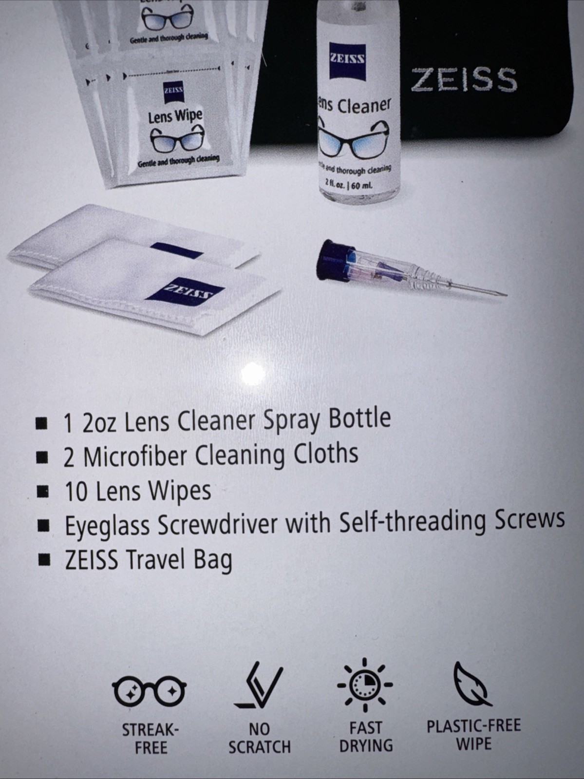 ZEISS Lens Care Kit: Cleaning Spray, Microfiber, Lens Wipes, Travel Bag