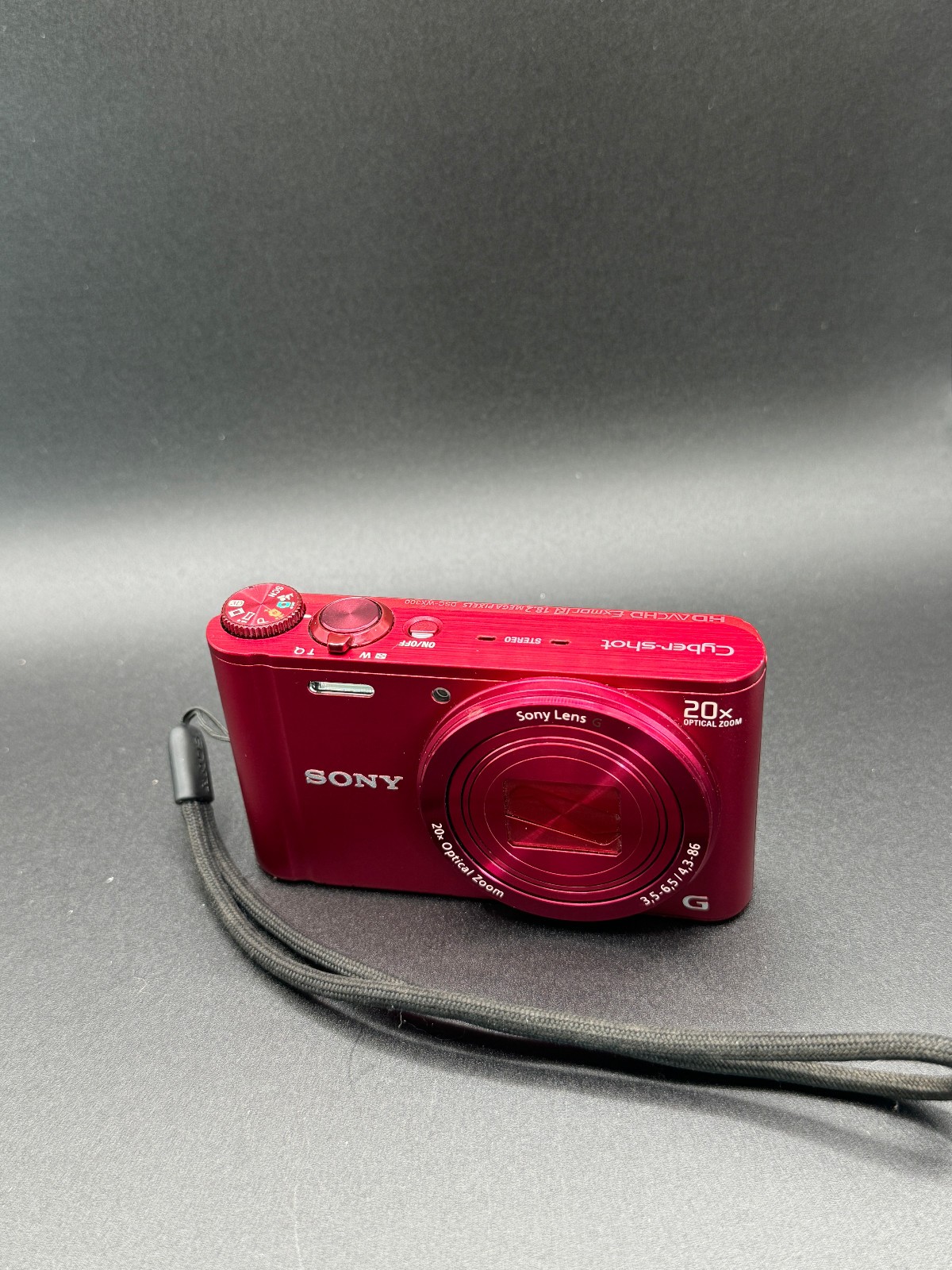 SONY Cyber‑Shot DSC‑WX300 18.2MP Wi‑Fi Red Digital Camera With Batt and Charger