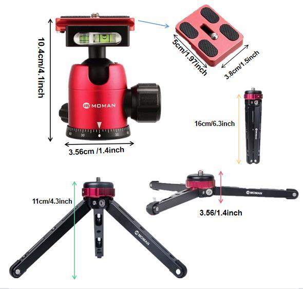 Moman Mini Tripod with Ball Head 360° Panoramic Aluminum Alloy Max Payload 80kg