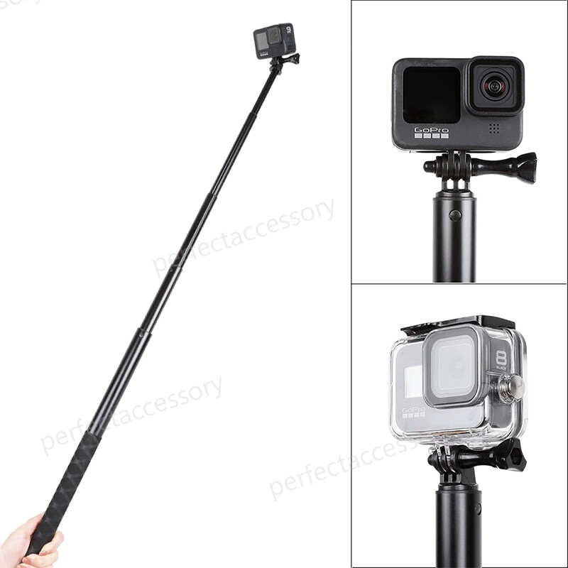 79″ Extendable Selfie Stick For Gopro 13 12 11 10 9 8 7 6 5 Blcak 4 Silver MAX