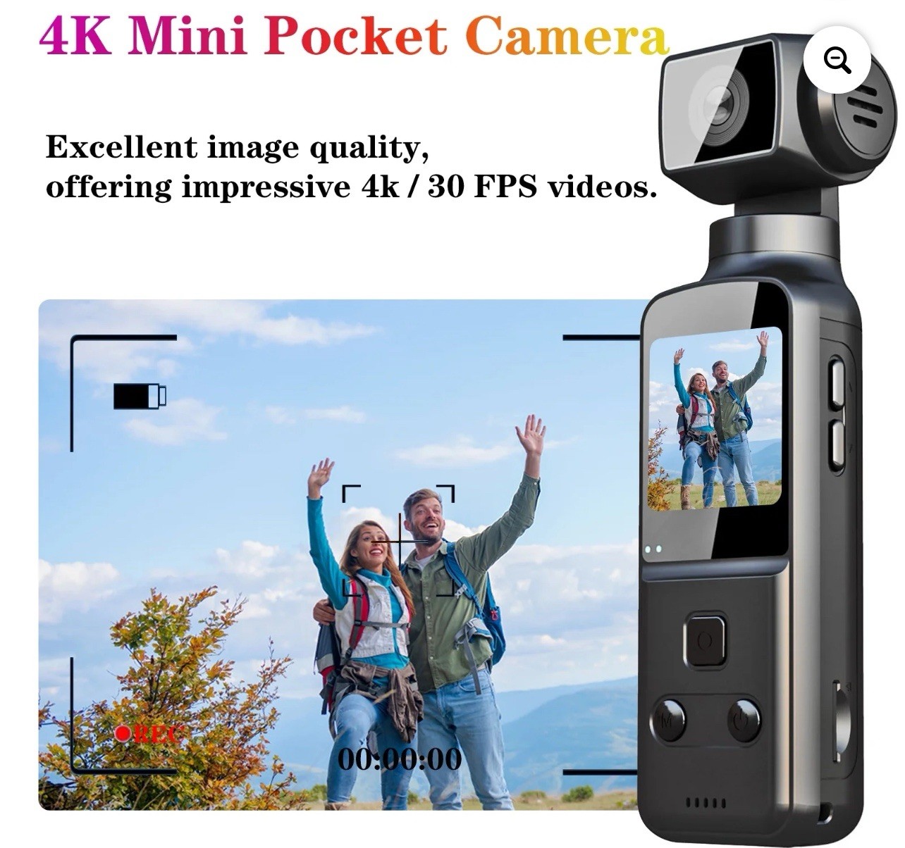 4K Body Camera with External Microphone Mini Video Audio Pocket Cam 270° Rotate