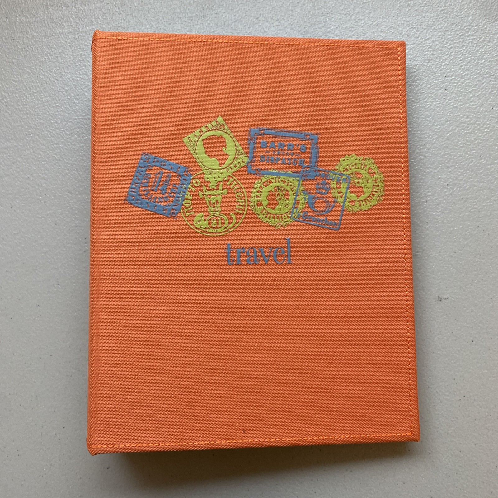Photo Album Travel Theme 7 X 9 Orange Cloth Cover Target 2009 Holds 104 Photos