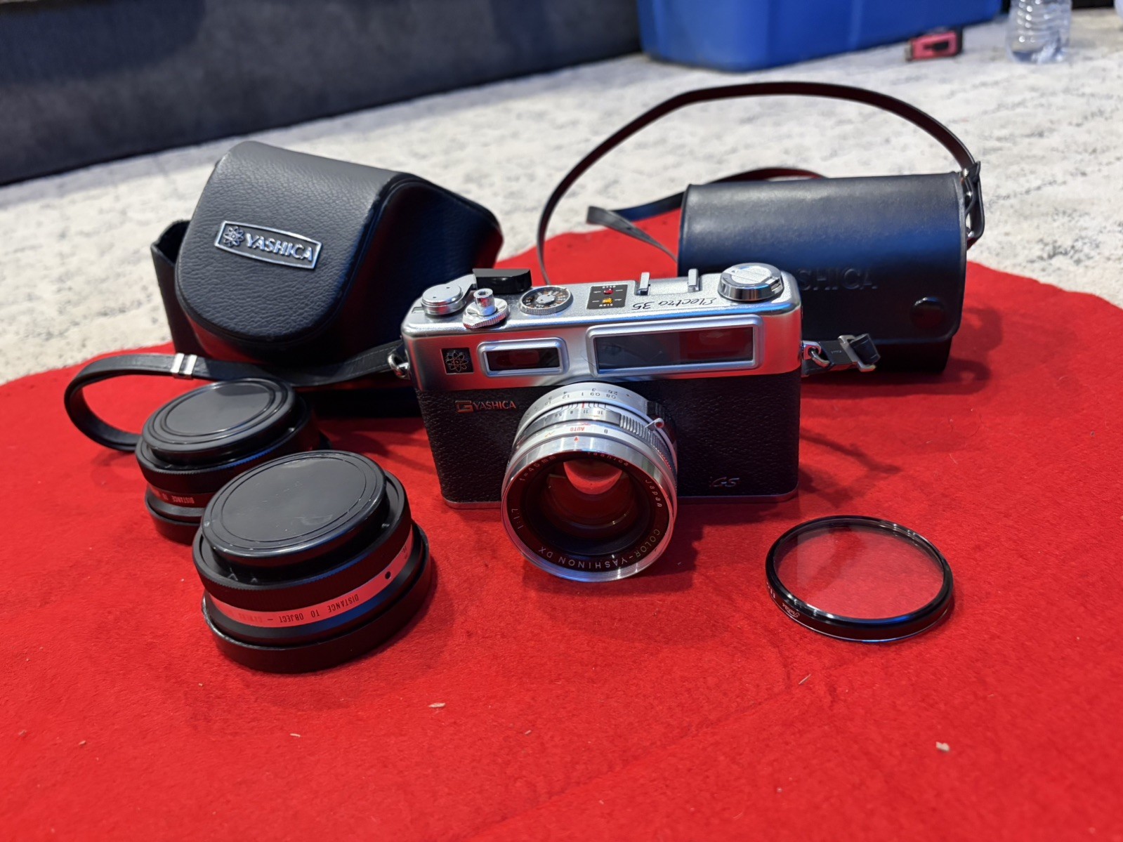 Yashica Electro 35 GSN 35mm Rangefinder Film Camera TESTED w/ 2 Extra Lenses