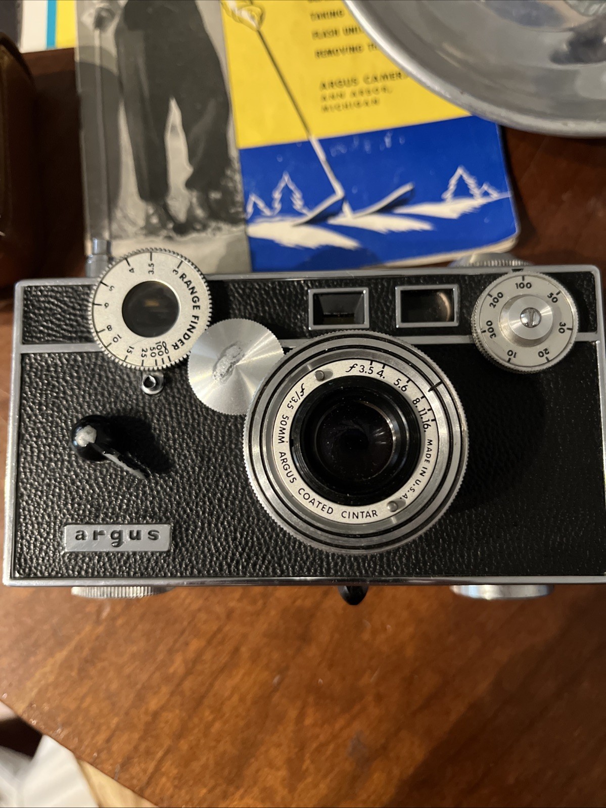 Argus C3 35mm Rangefinder Film Camera Silver w/ Leather Case & Accessories