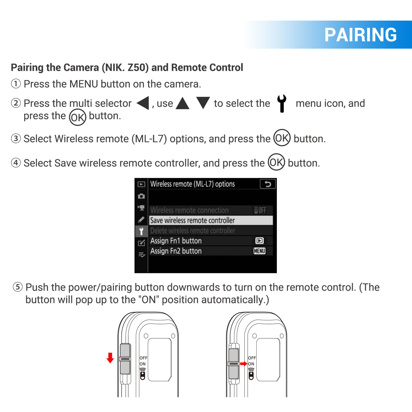 Bluetooth Wireless Remote Control for Nikon Z50 Zfc P950 P1000 B600 as ML-L7
