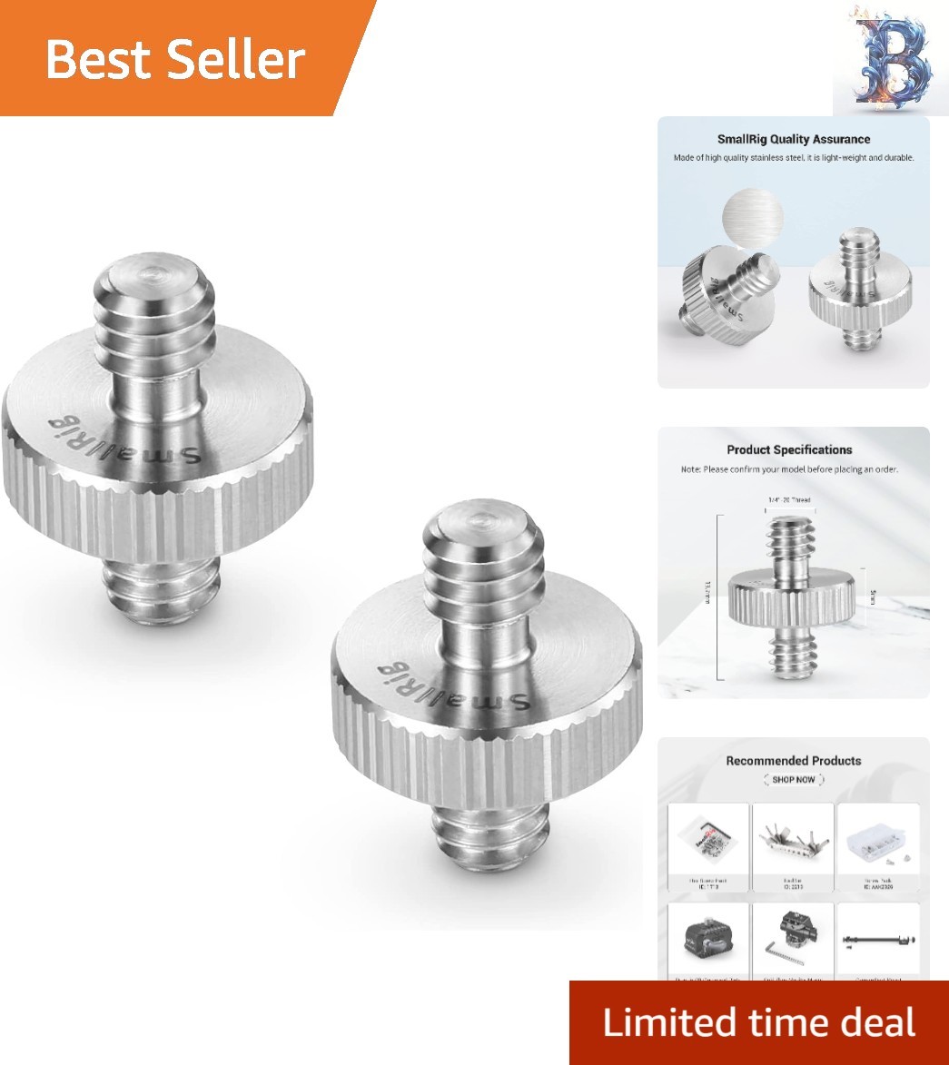 Lightweight 1/4″ Male Threaded Camera Screw Adapter – 2-Pack for Versatile Use
