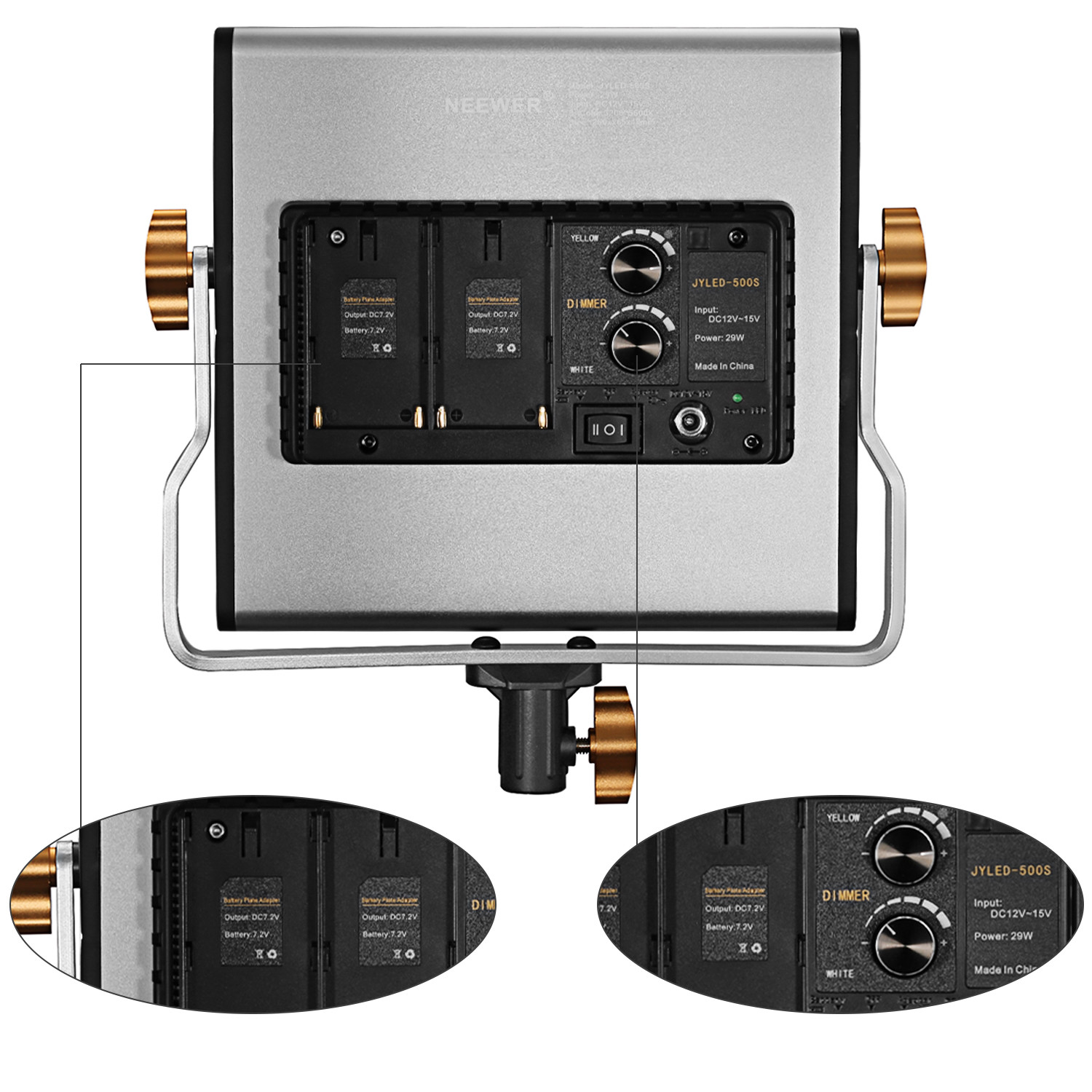 Neewer Dimmable Bi-color LED Video Light Panel with U Bracket Support and Bag