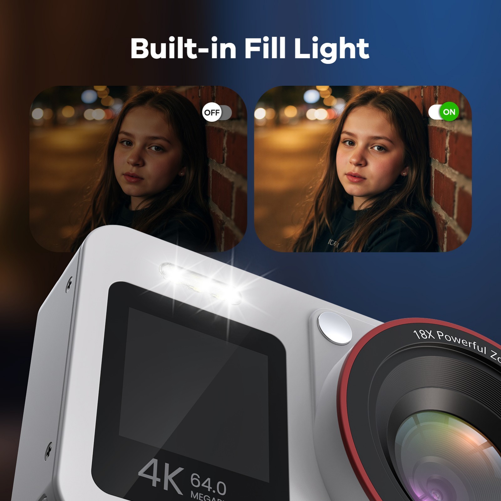 Digital 18X Zoom Camera FHD Compact Camera 64GB SD Card Children’s Day gift