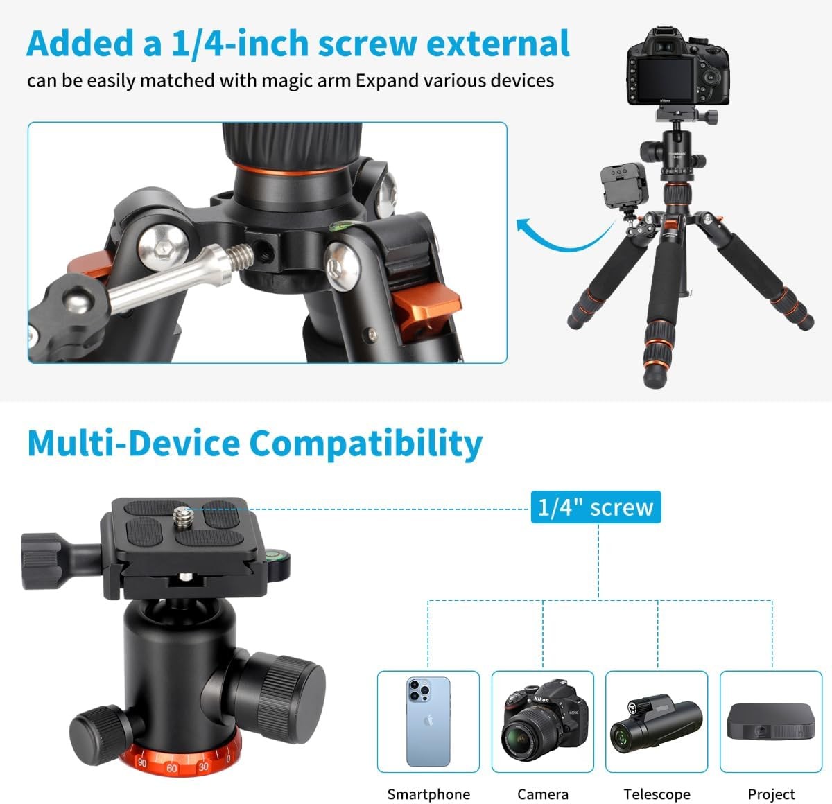 Koolehaoda Mini Desktop Tripod Portable Camera Tripod Adjustable Desk Tripod