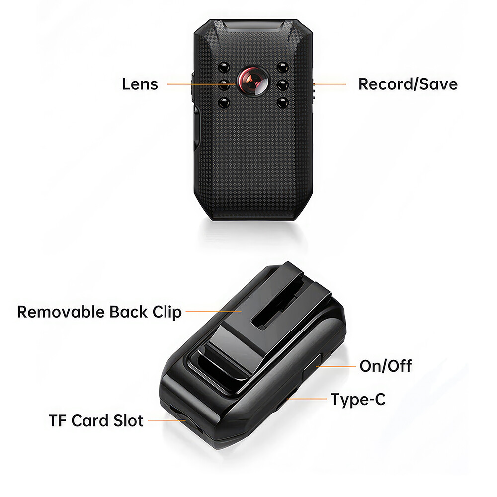 Upgraded Body Camera with Audio & Video Recording Cam Mini Police Worn Bodycam