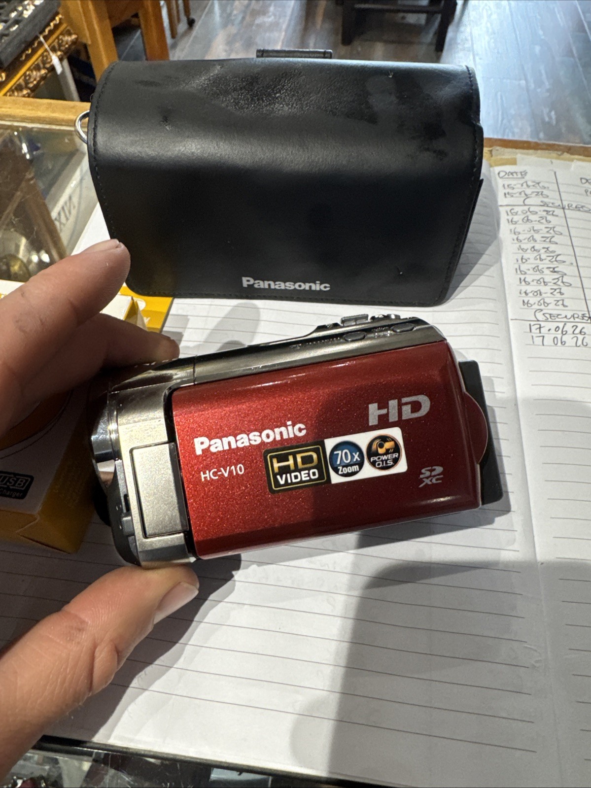 Panasonic HC-V10 Handheld High Definition Camcorder Red Tested