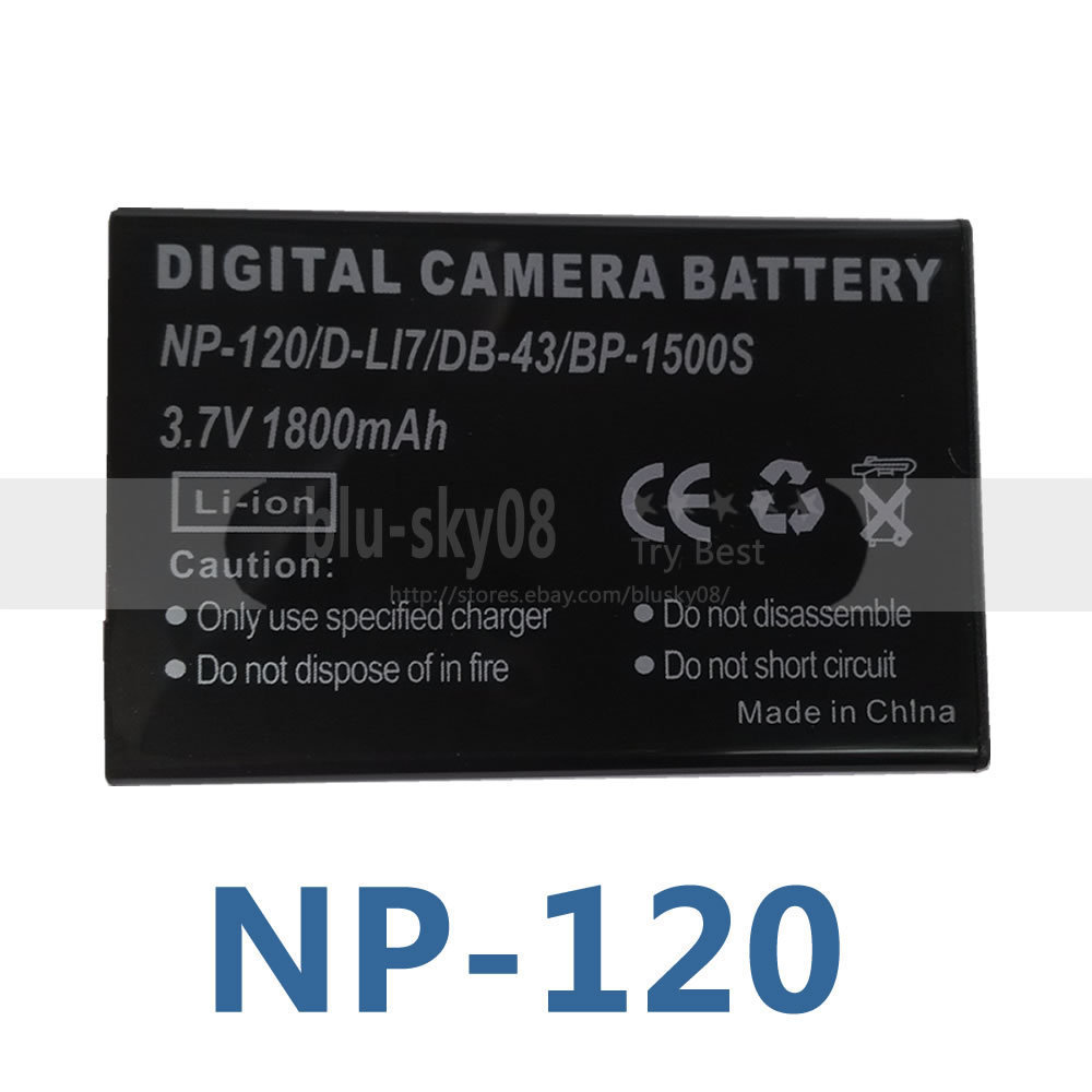 2pcs Battery for INSIGNIA NS-DV111080F NSDV111080F NP-120 NP120 3.7V 1800mAh