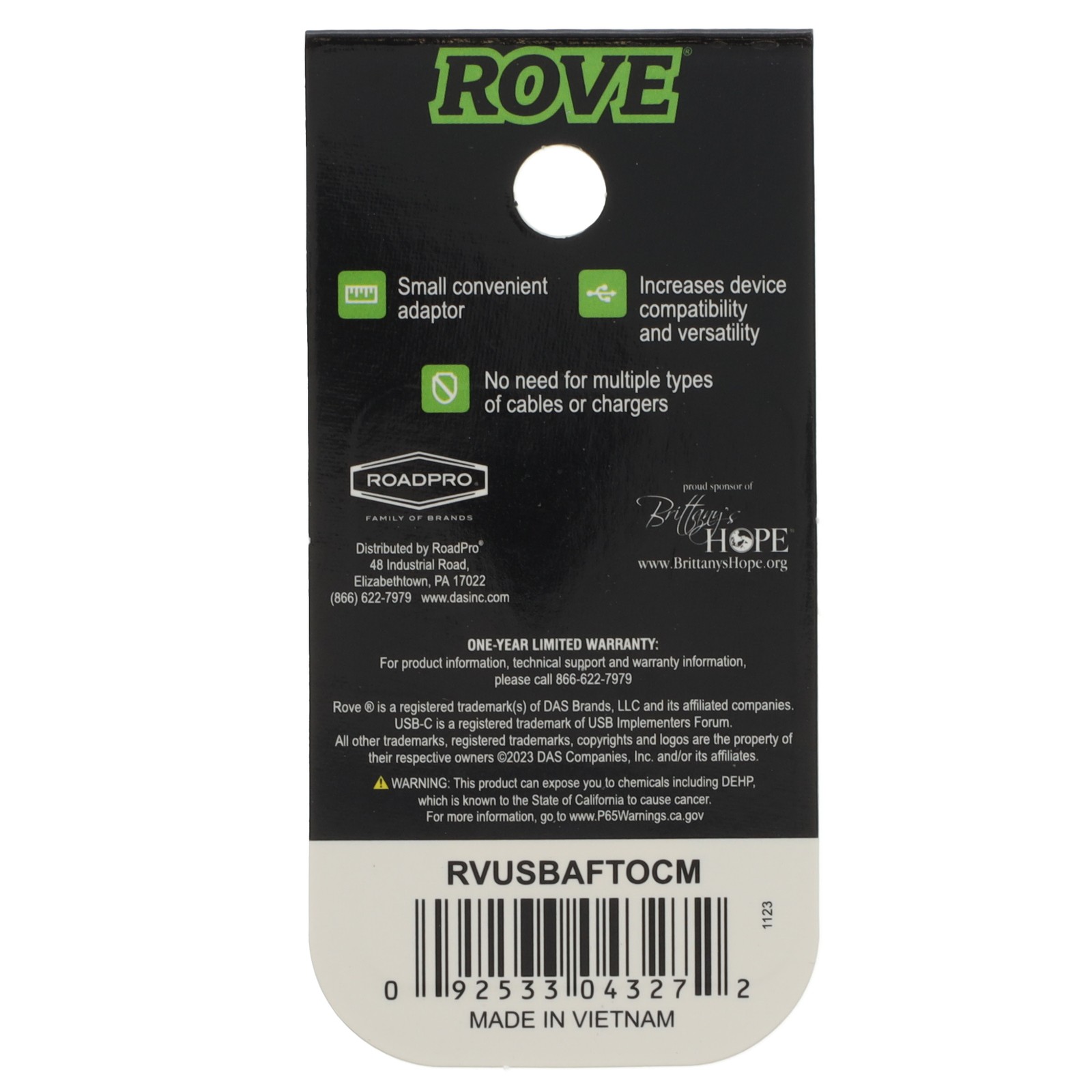 Rove RVUSBAFTOCM USB-A Female to USB-C Male Adapter Silver