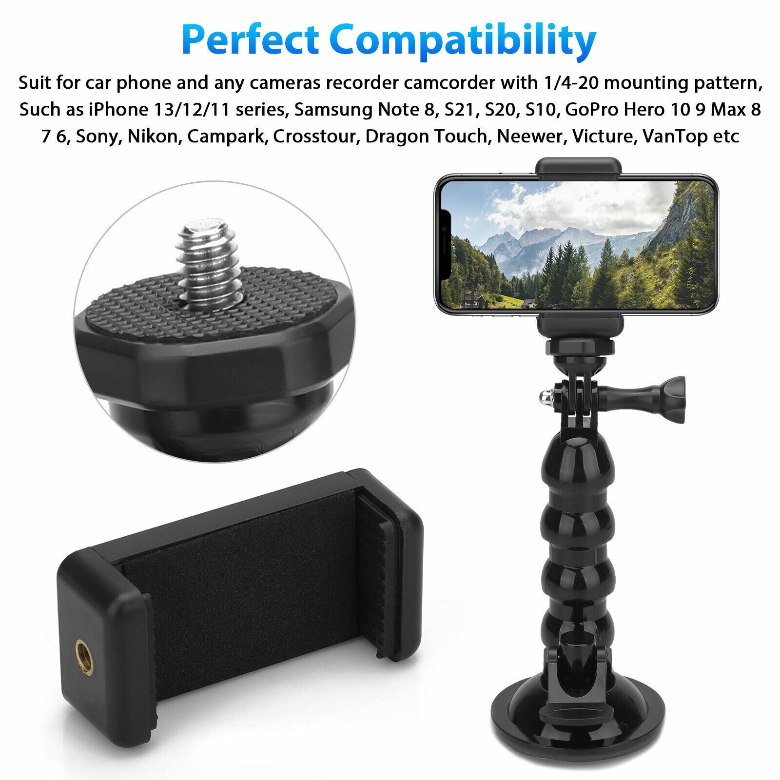 Suction Cup Car Phone Holder Mount Windshield for GoPro Hero DSLR Nikon Camera