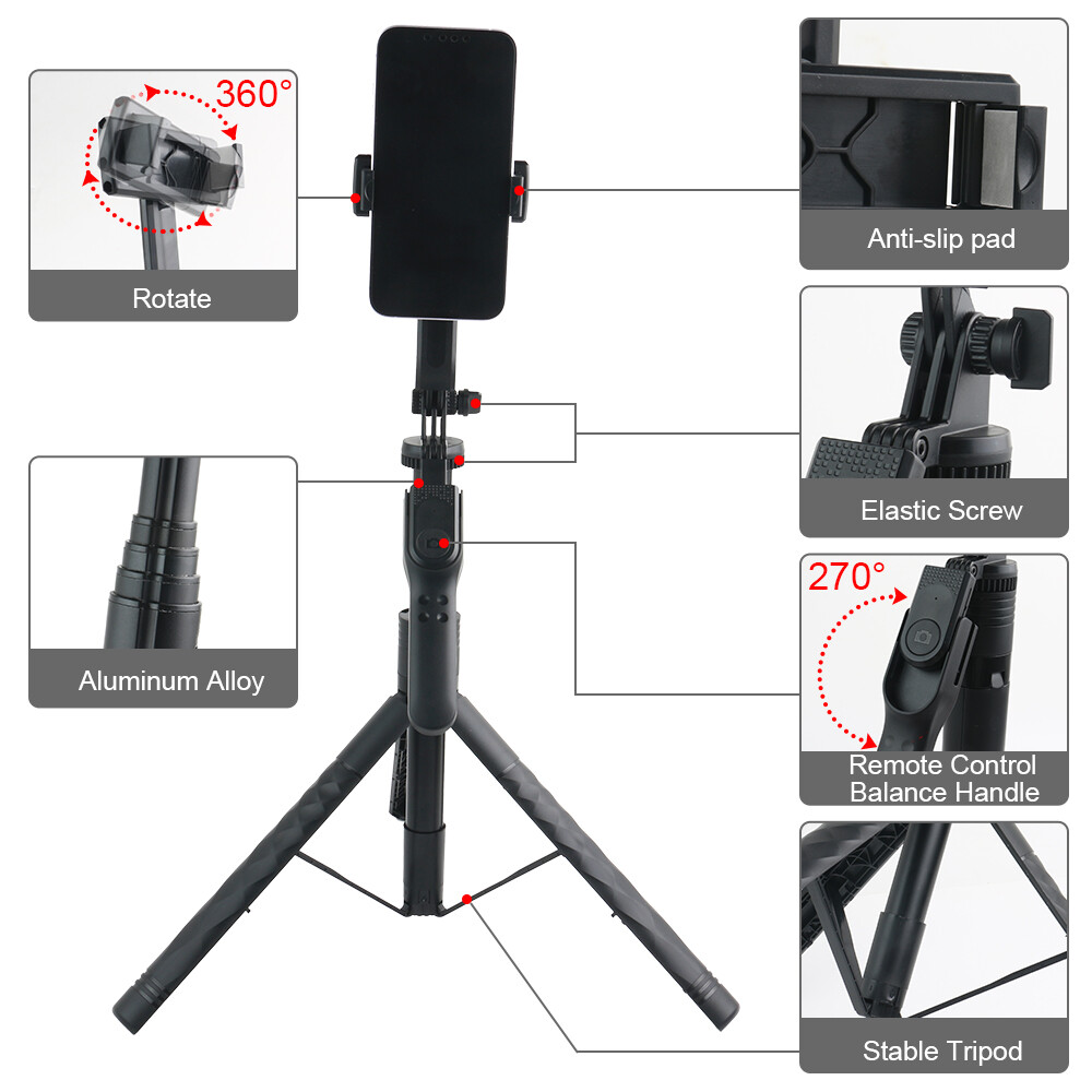 68″ Professional Cell Phone Holder + Camera Tripod Stand Remote Selfie Stick US