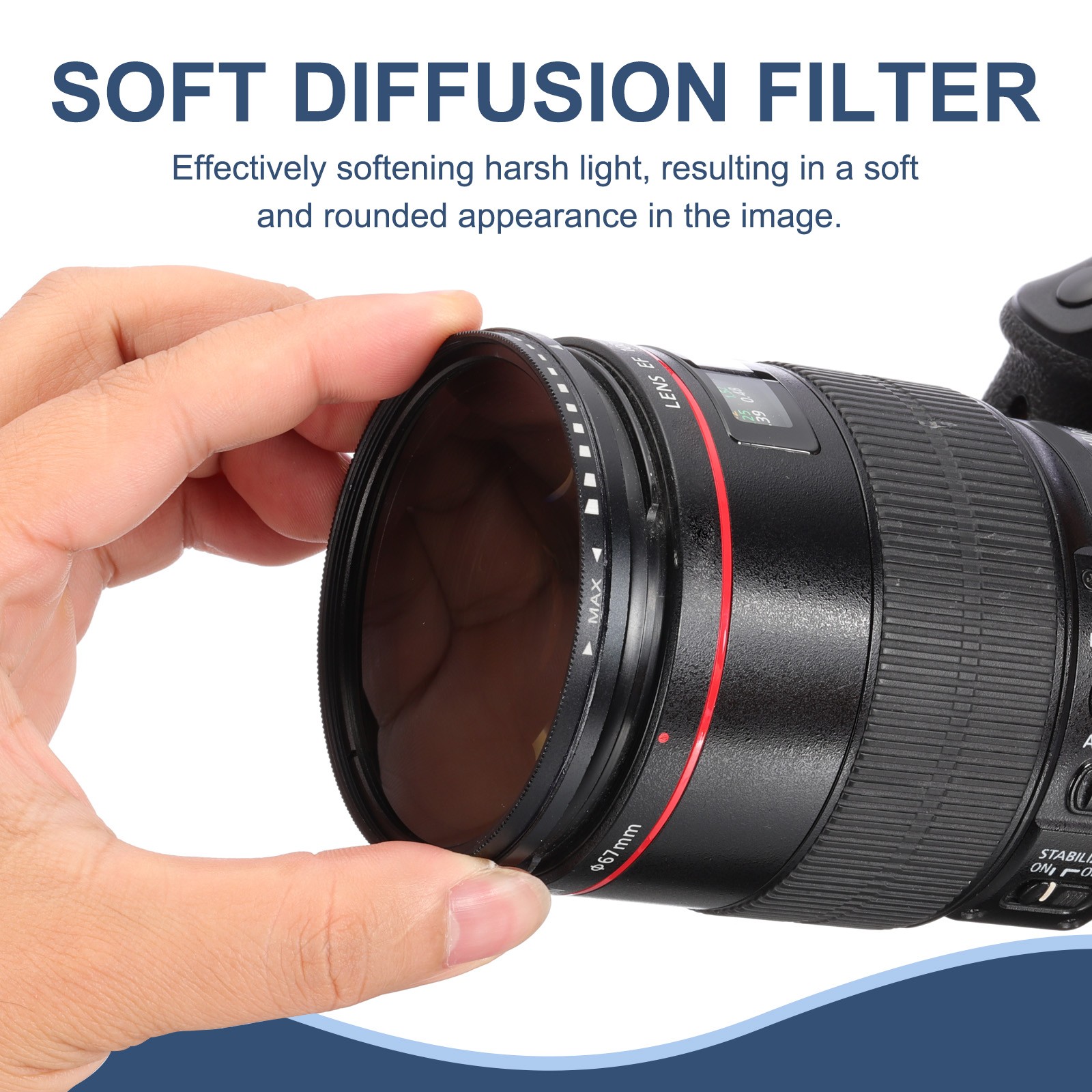 52mm Mist Filter Soft Diffusion Filter Fog Effect Camera Lens Black