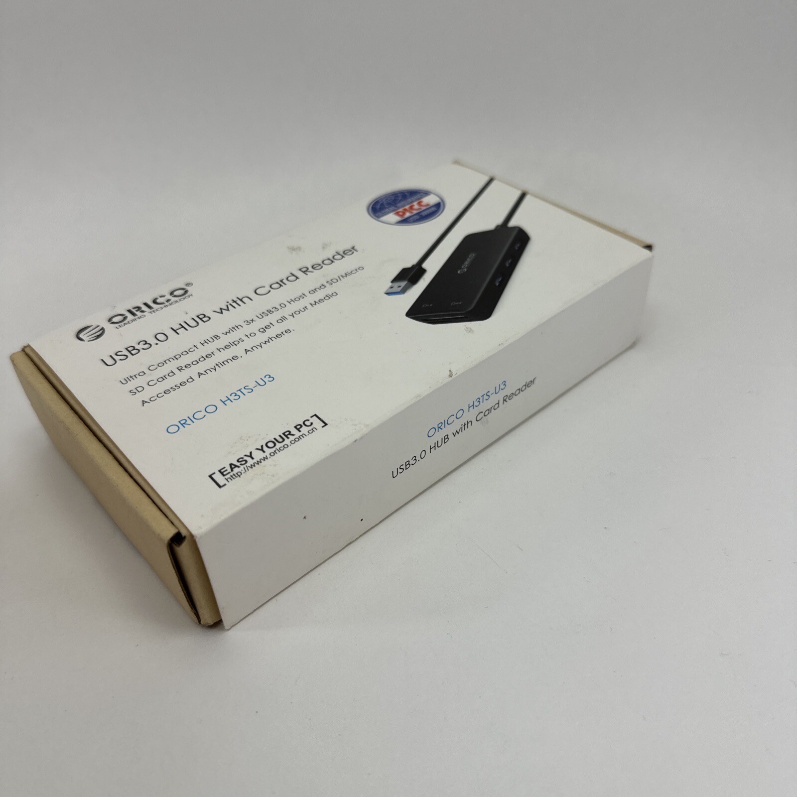 O-ORICO H3TS-U3 3 Port USB 3.0 HUB w/ SD SDHC SDXC Micro SD Card Reader Black
