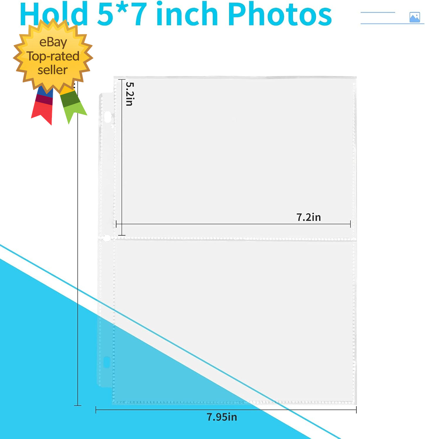 30 Pack Photo Sleeves for 3 Ring Binder 5X7 for 120 Photos Archival Photo Page