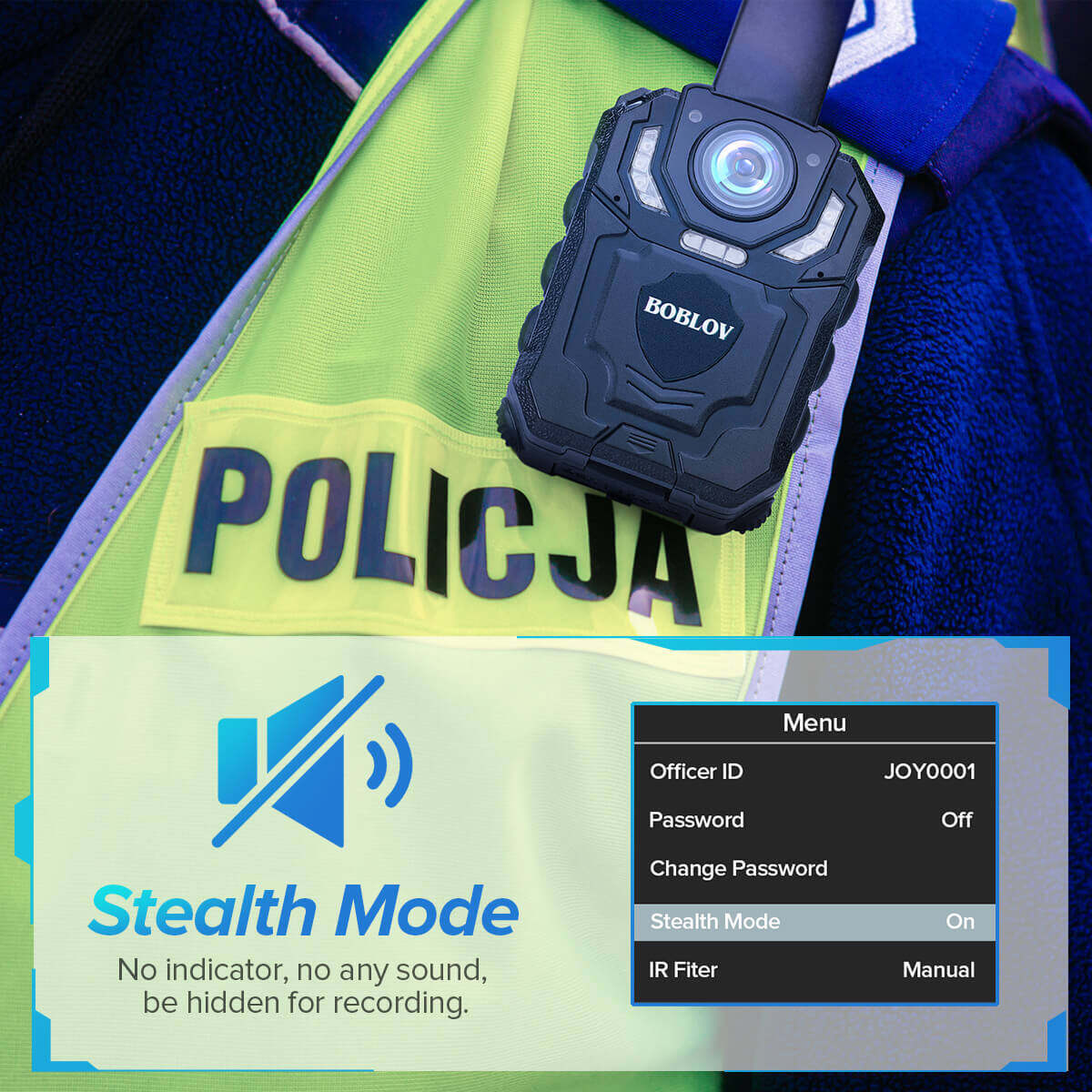 BOBLOV 1296P Body Camera Police Audio Video Recorder IR Night Cam Camcorder 128G