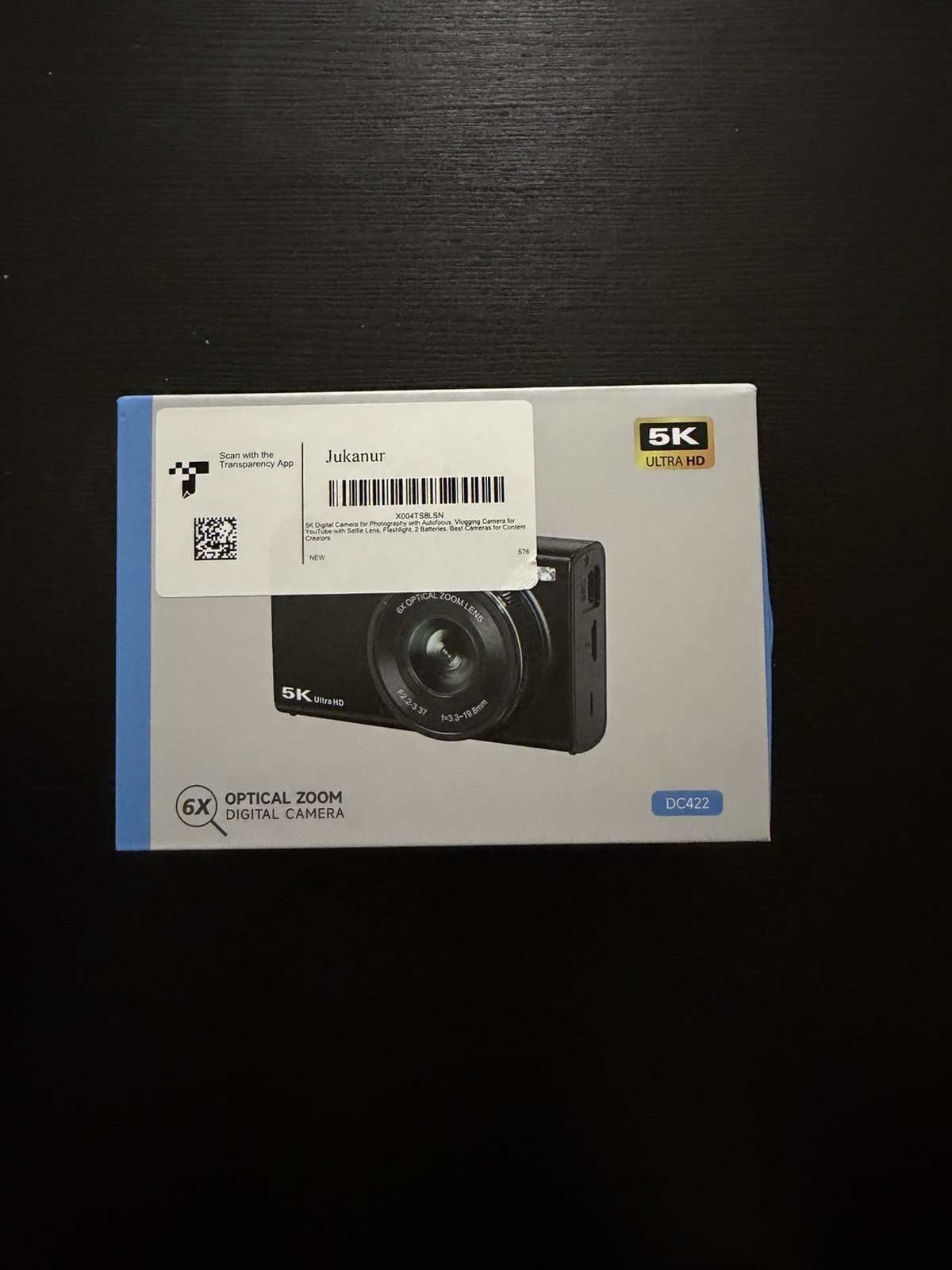 DC422 5K Ultra HD Compact Digital Camera 6x Optical Zoom f2.2-3.7 Black