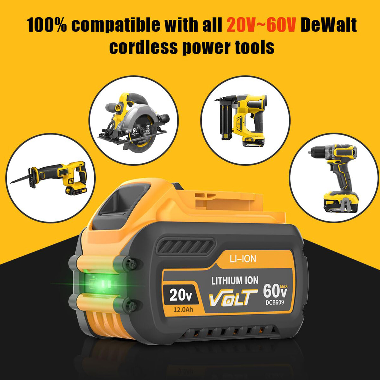4 Pack DCB606 For DEWALT FLEXVOLT 20V/60V 12Ah MAX Li-Ion Battery DCB606-2