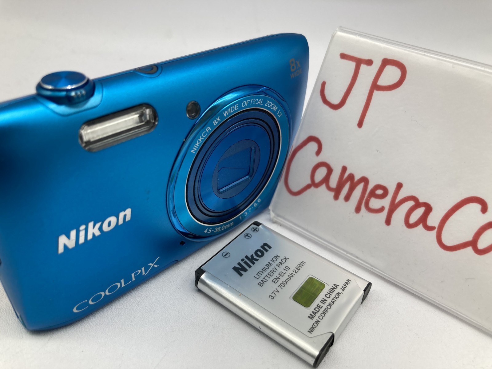 READ Excellent Nikon COOLPIX S3600 blue 20MP 8x Zoom Compact Digital Camera 3590