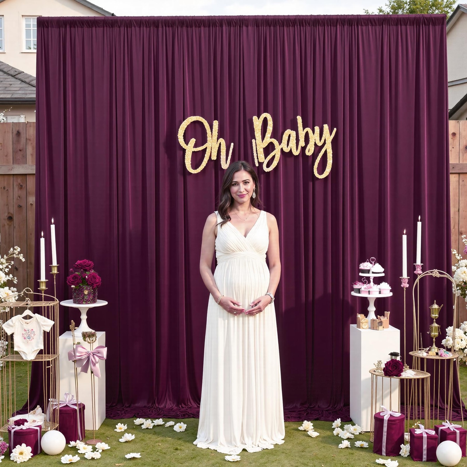 10x12ft Burgundy Backdrop Curtains Wrinkle Free Polyester Photo Drapes 2 PCS