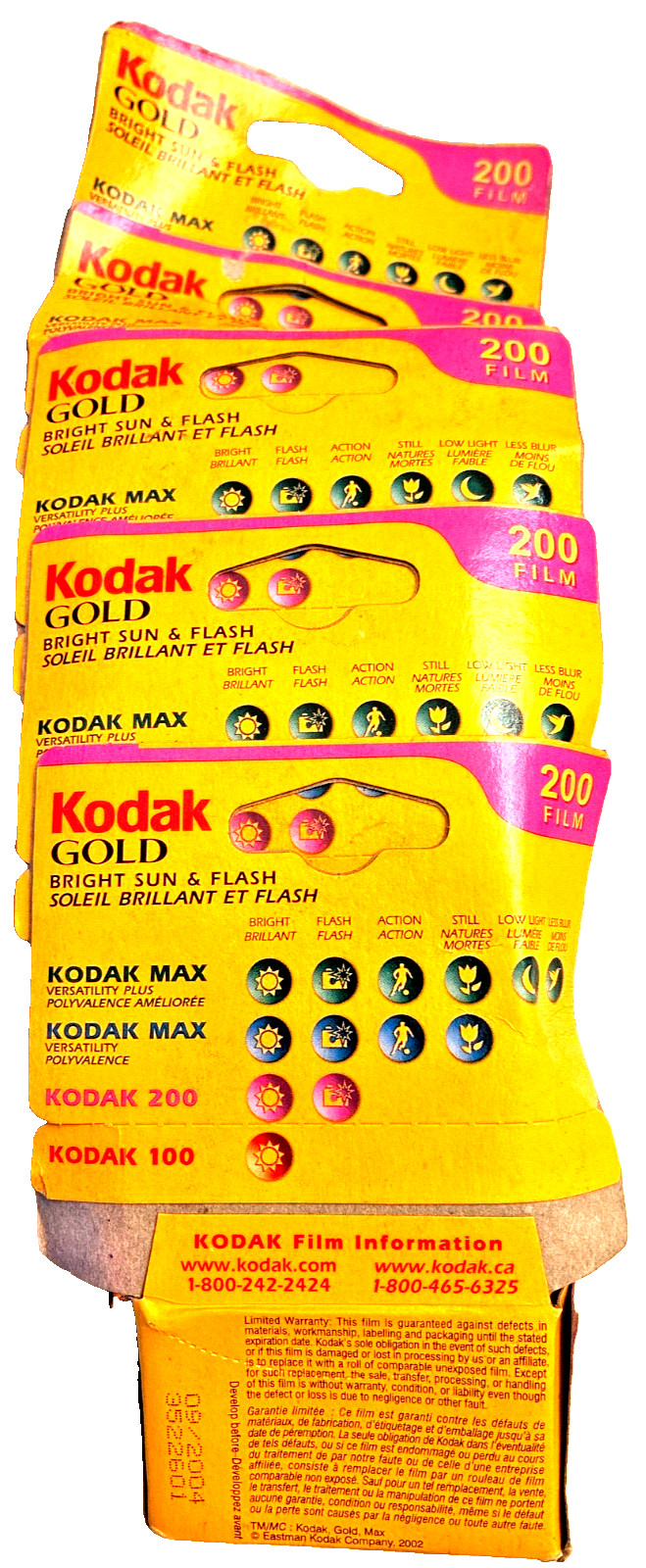 5 EXPIRED 35MM ROLLS OF KODAK GOLD 200 GB-135-24 COLOR PRINT FILMS