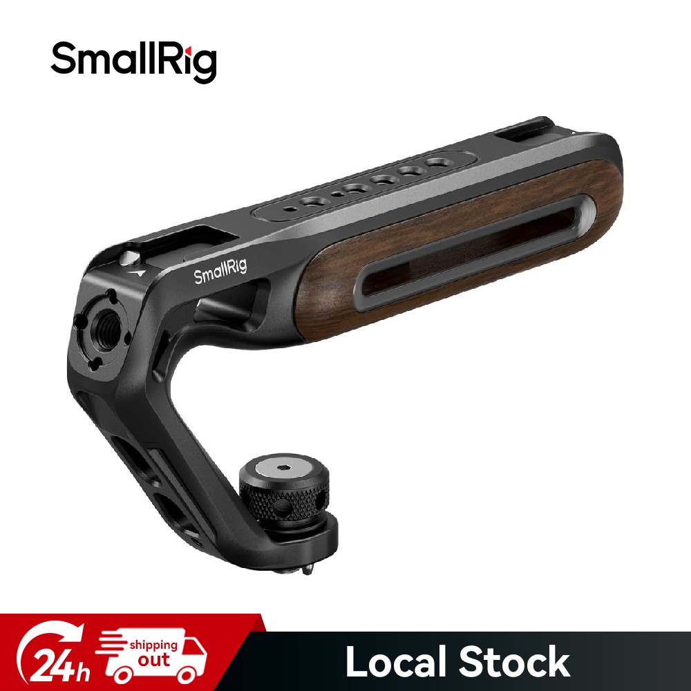 SmallRig Wooden Top Handle with Retractable 1/4”-20 and 3/8”-16 Locating Screw