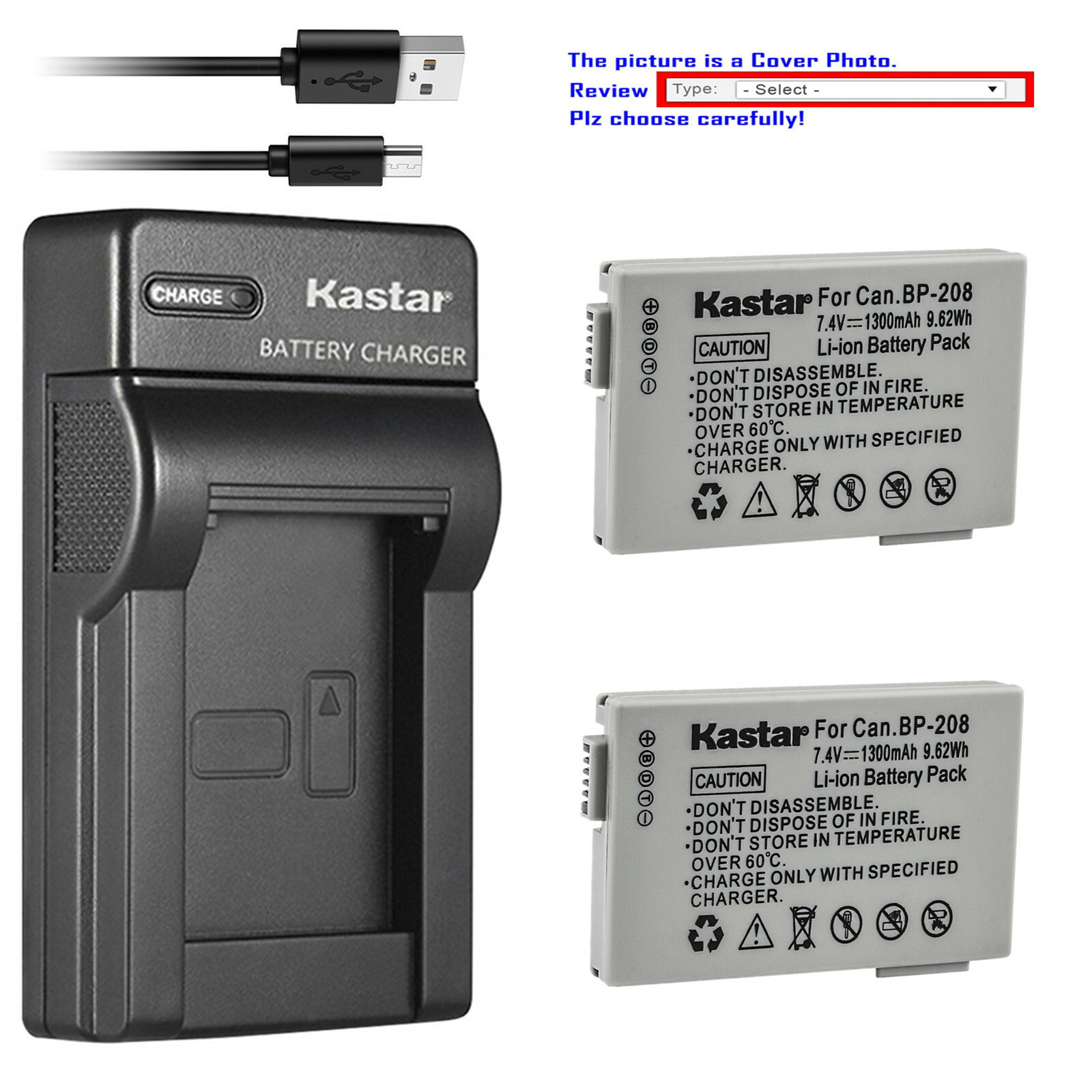 Kastar Battery Slim Charger for BP-208 BP-208DG & Canon Elura 100 FVM300 Camera