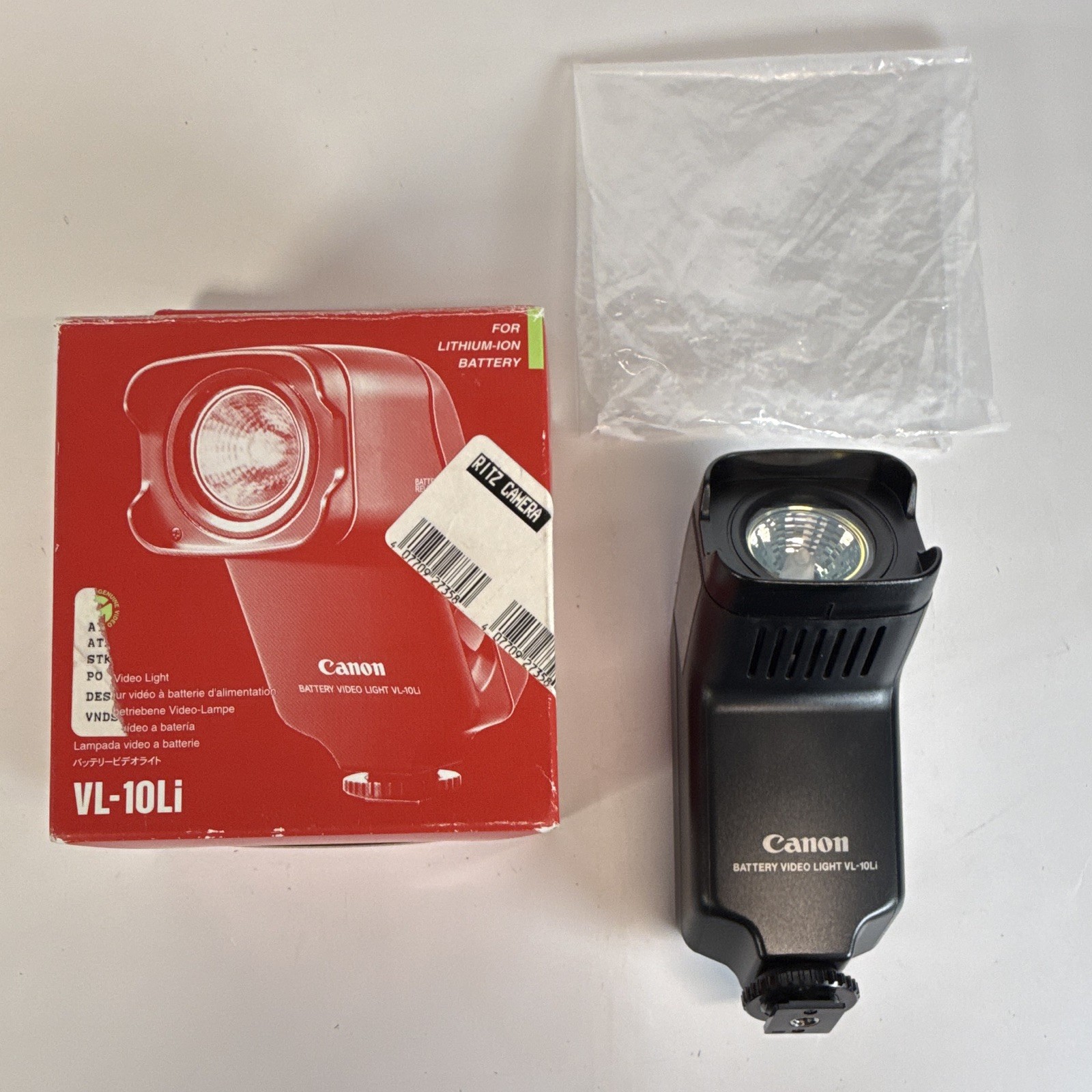 Canon VL-10Li On-Camera Video Light Hot Shoe Halogen Battery Powered Black
