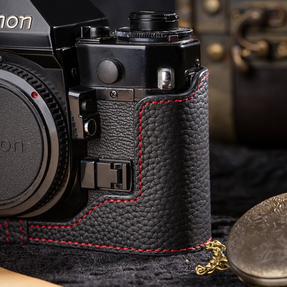 NEW Genuine Leather Half Camera Case Bag Cover With Handle For Canon A1 A-1
