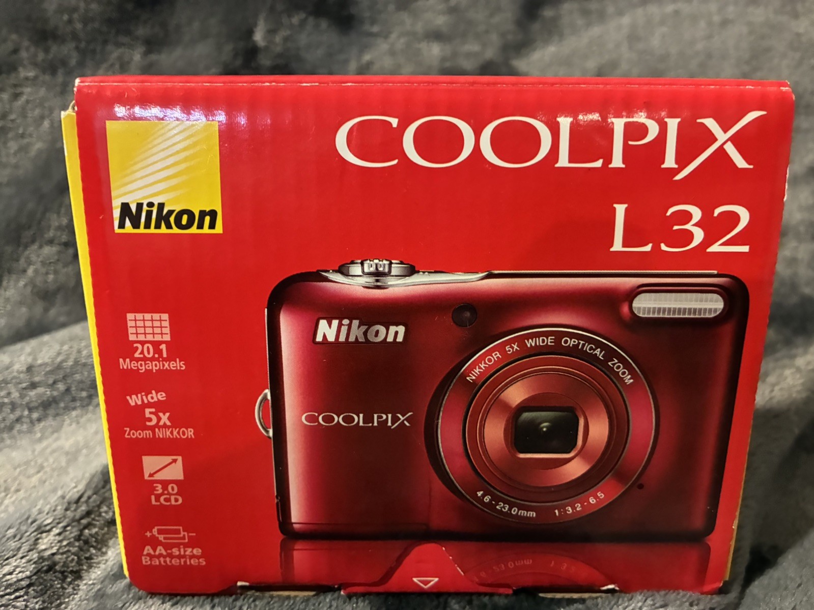 Nikon Coolpix L32 Red 20.1 Megapixel Digital Camera 5x Zoom Pristine Open Box