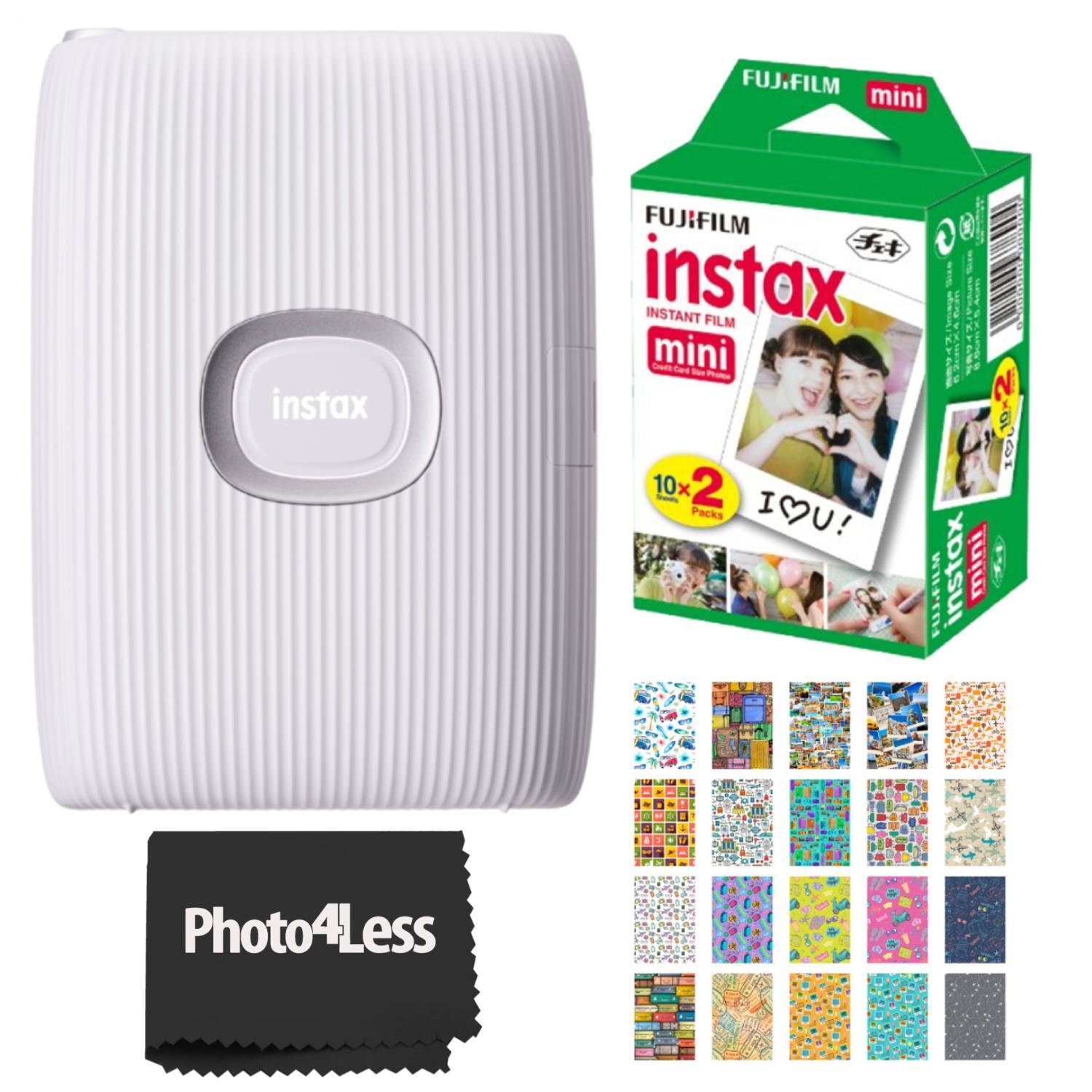 Fujifilm Instax Mini Link 2 Smartphone Printer Clay White + Instant Film