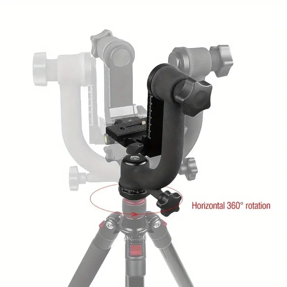 Aluminum Alloy Gimbal Tripod Head with 1/4″ Quick Release Plate – 360° Rotati…
