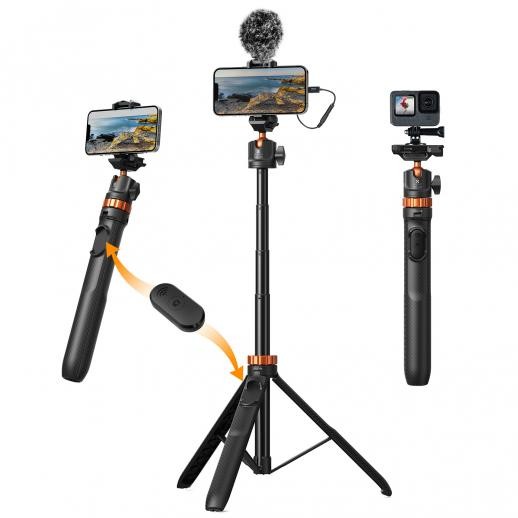 K&F CONCEPT 62” Phone Selfie Stick Tripod for Phone/GoPro/Camera with Remote