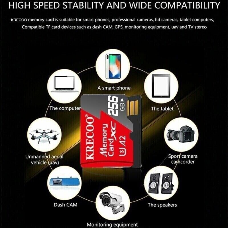128GB 256GB 1TB Micro SD Card Memory Card TF Card +Free Adapter High Speed Lot
