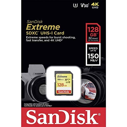 Tarjeta De Memoria Extreme Sdxc Uhs-i De 128 Gb: 150 Mb/s, C10, U3, V30, 4K …
