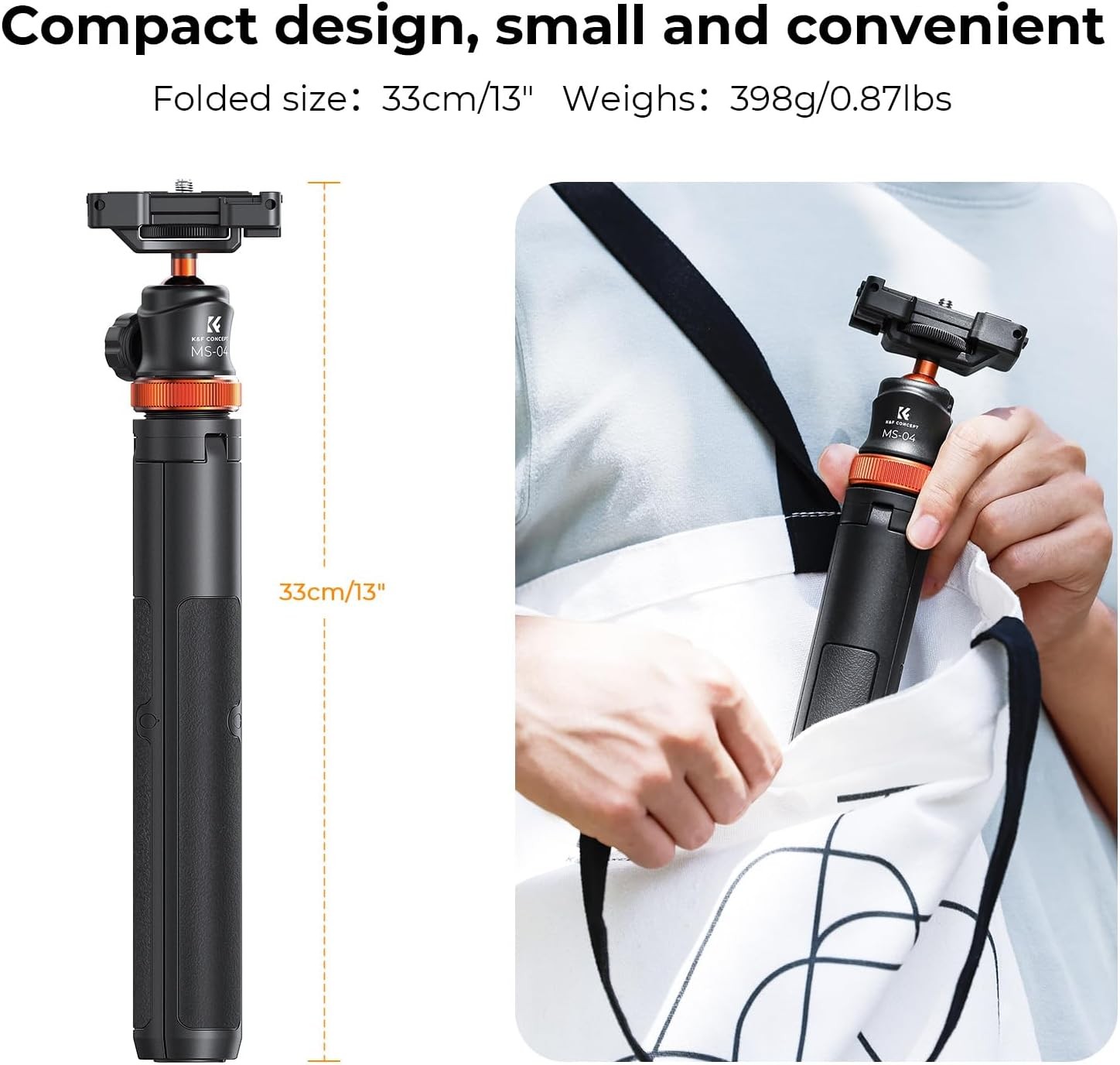 K&F CONCEPT 62” Phone Selfie Stick Tripod for Phone/GoPro/Camera with Remote