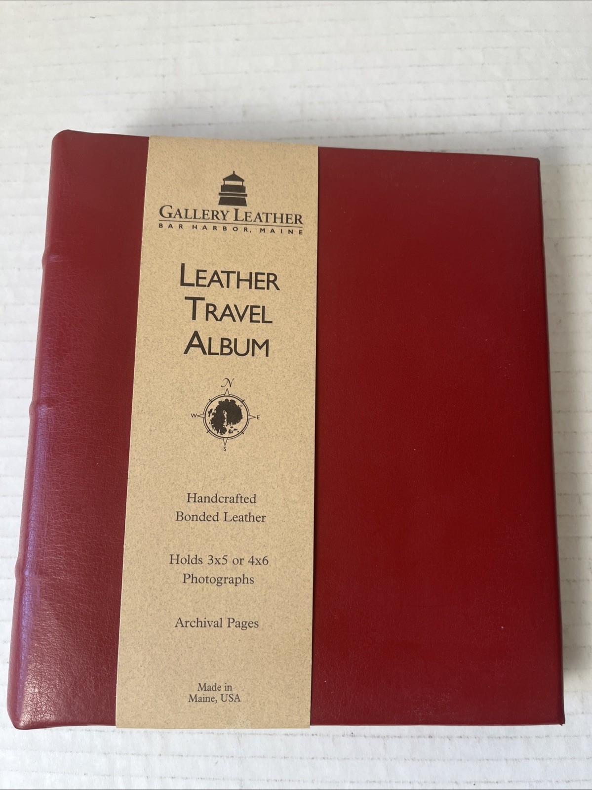 Gallery Leather Travel Photo Album 4×6 3×5 Archival Red Made in USA 50 Photos