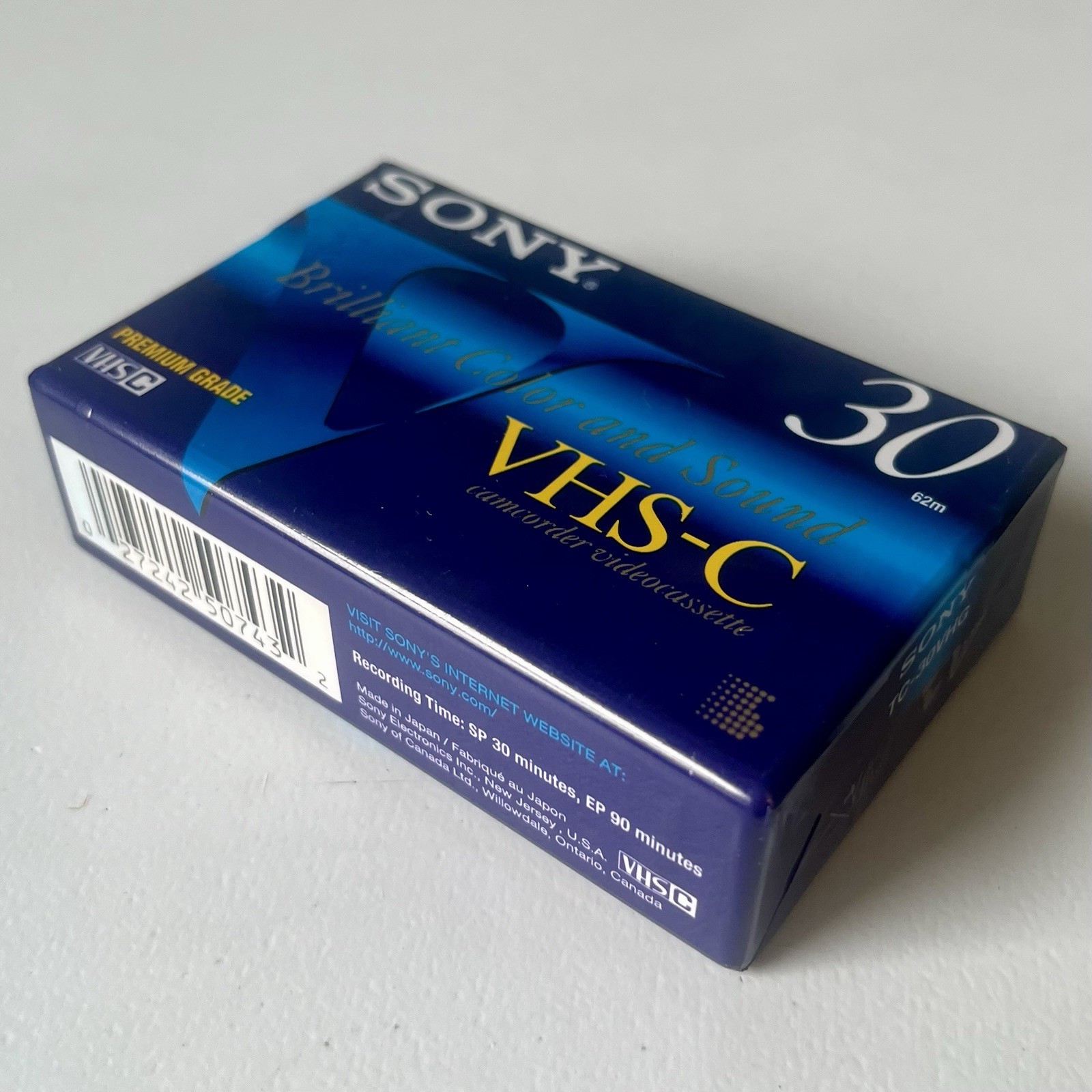 VHS-C Camcorder Videocassette Tape Sony 30 Minute Premium Grade TC-30VHG