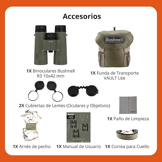 Bushnell R3 10x42mm Binoculars R3-1042 Harness & Combo Kit Lifetime Warranty