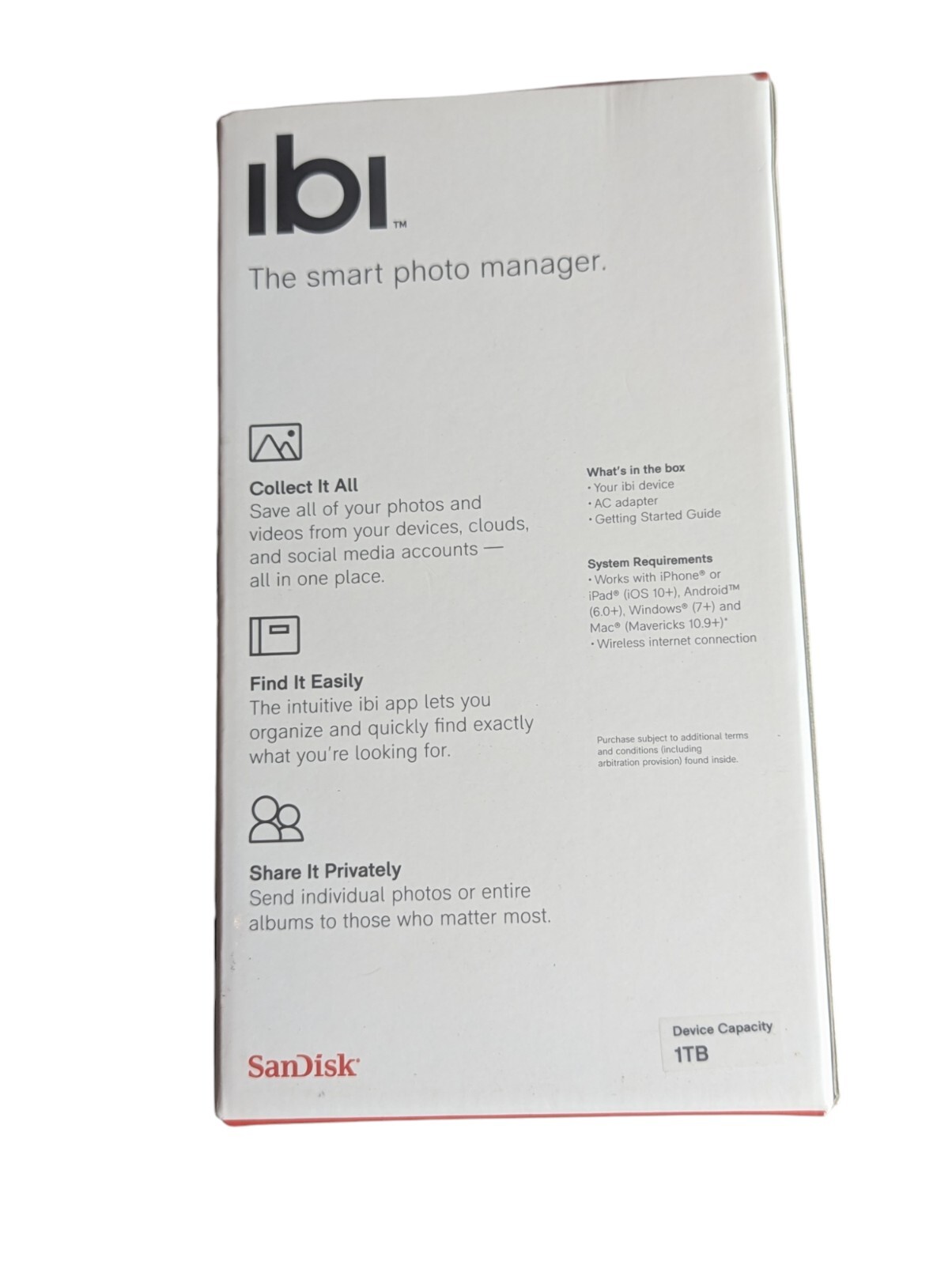 SanDisk ibi 1TB (WDBNHE0010BWT-HESN) Smart Photo Manager