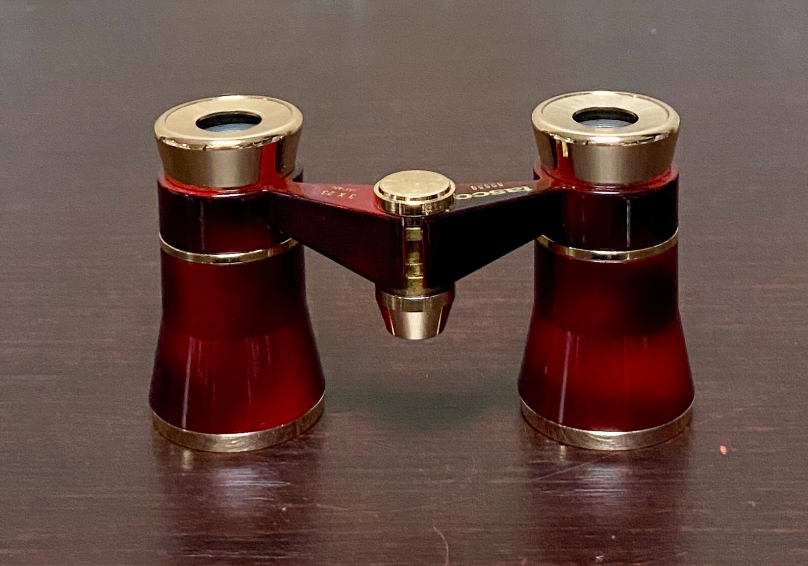 Vintage TASCO Japan 3 X 23 Opera Binoculars Burgundy & Gold #89559