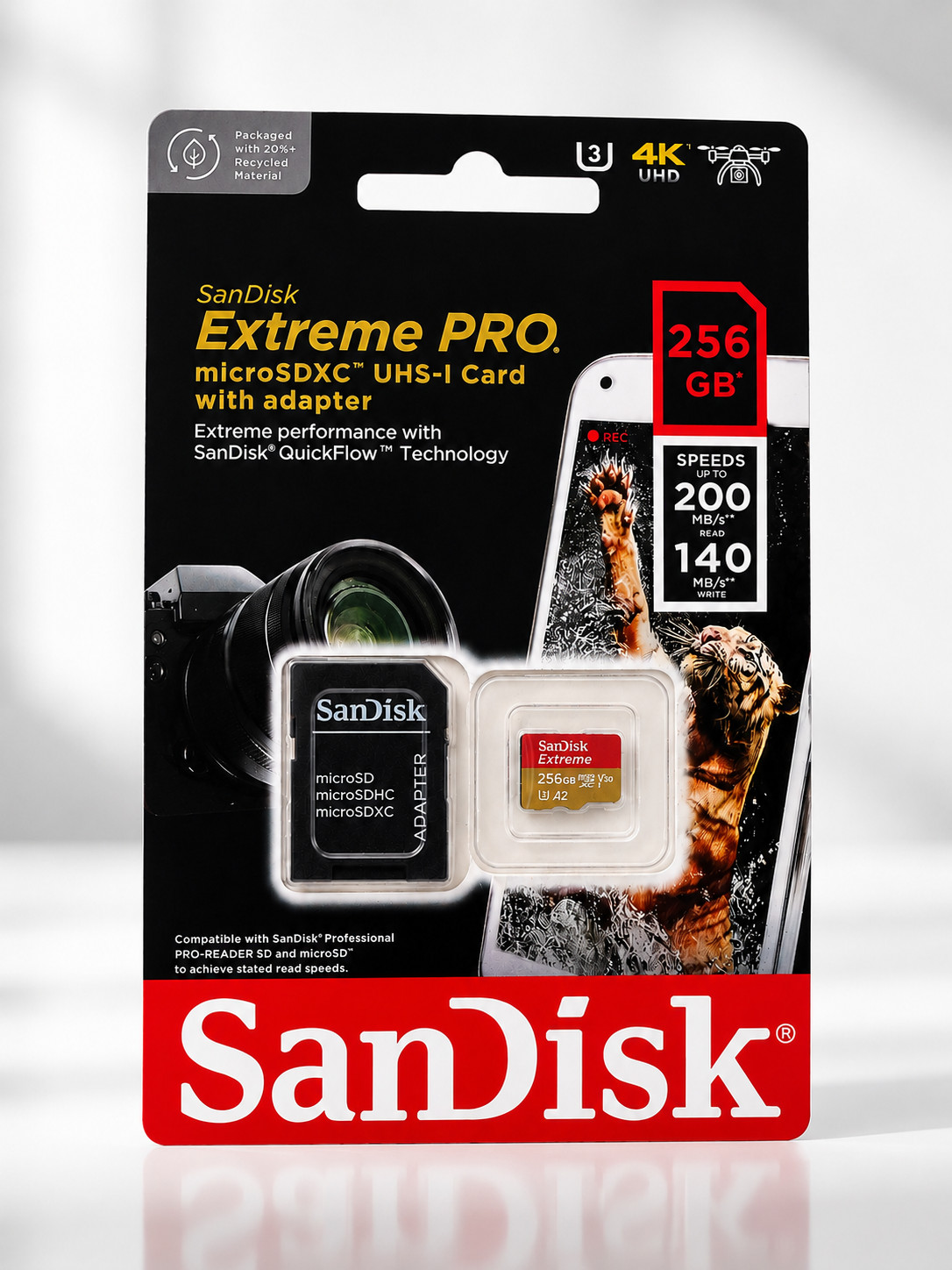 SanDisk Extreme PRO 256GB UHS-I U3 microSDXC High Speed Memory Card with Adapter