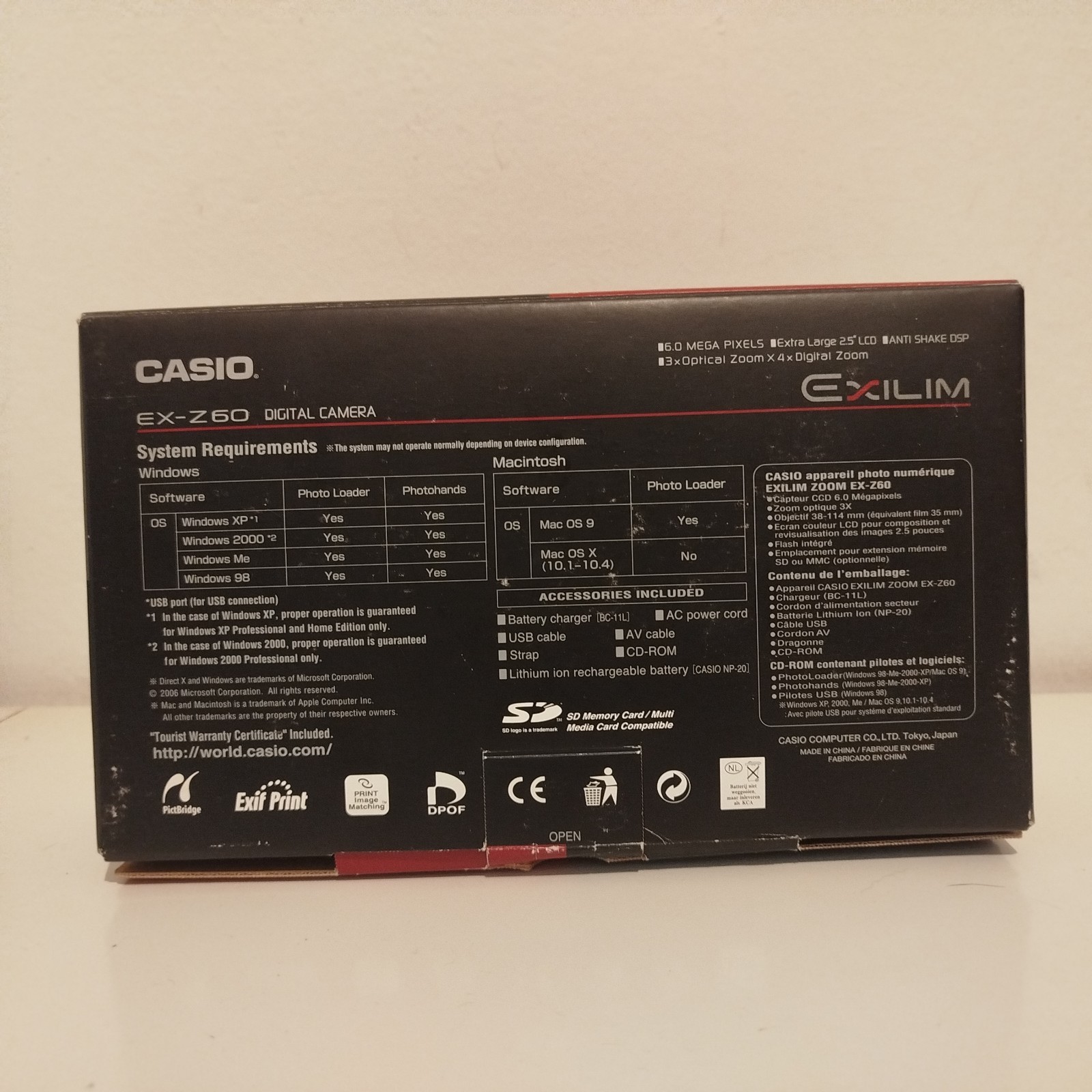 Casio Exilim EX-Z60 Digital Camera Compact Digital Camera 6.0 Pixel Box