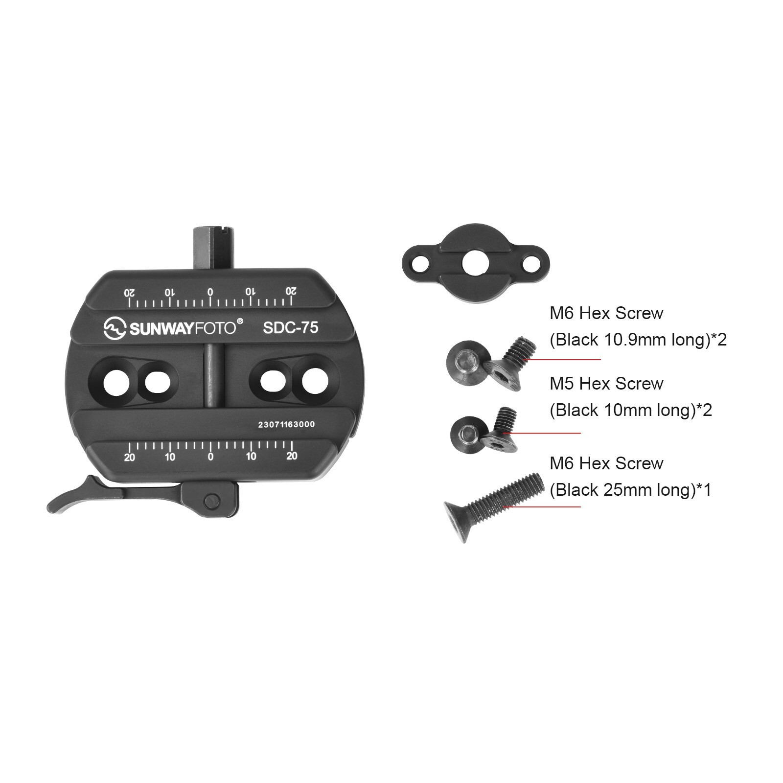 SUNWAYFOTO 75mm Universal Arca Swiss Picatinny Adapter Clamp compatible Tripod