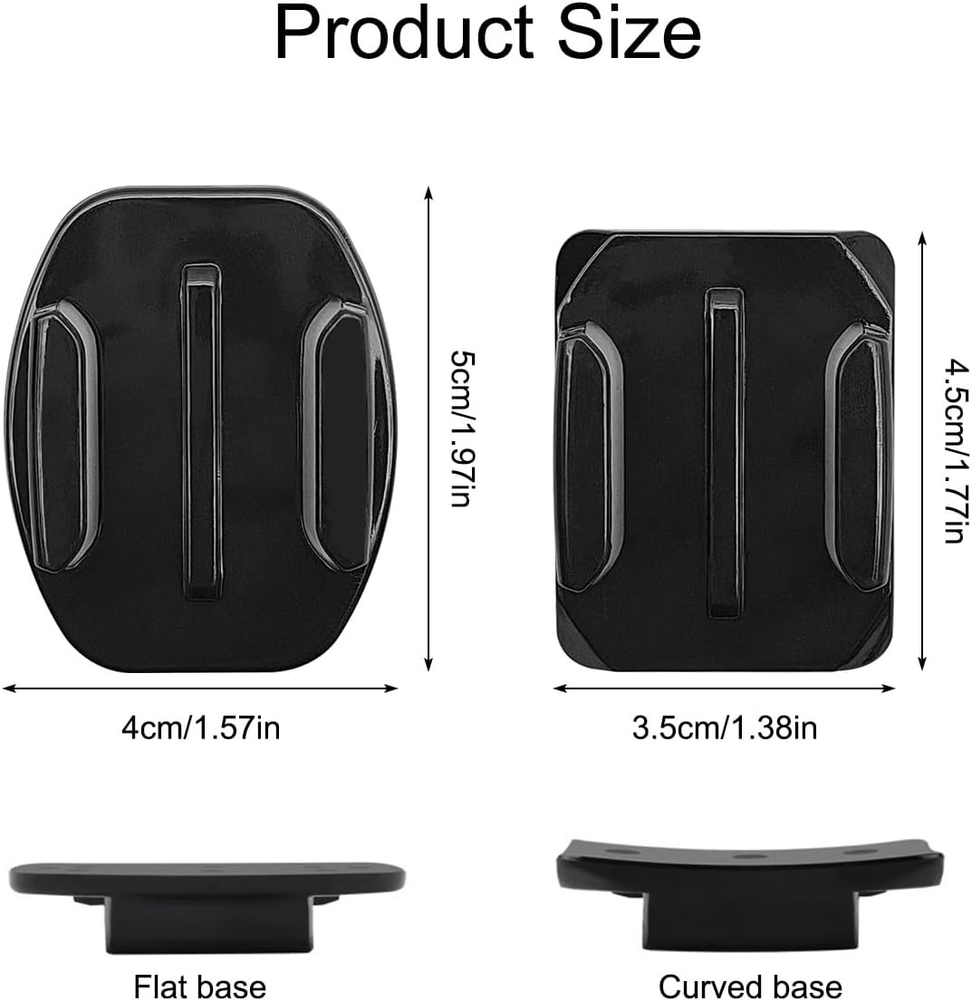 Flat & Curved Helmet Mounts – 10 Pack with Strong Adhesive for Action Cameras