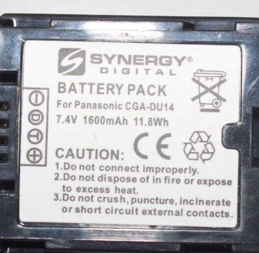 Synergy Digital 7.4V 1600mAh Battery Pack for Panasonic CGA-DU14